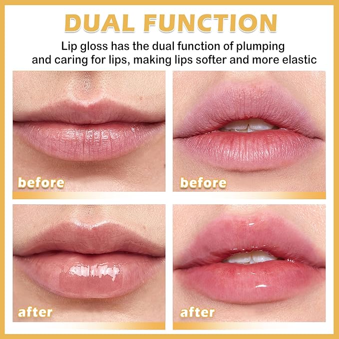 2PCS Lip Plumper Gloss Plumping Lip Gloss Set Natural Moisturizing Lip Plumping Gloss Daily Lip Care Products Lip Plumper Set for Women-Velvo Beauty