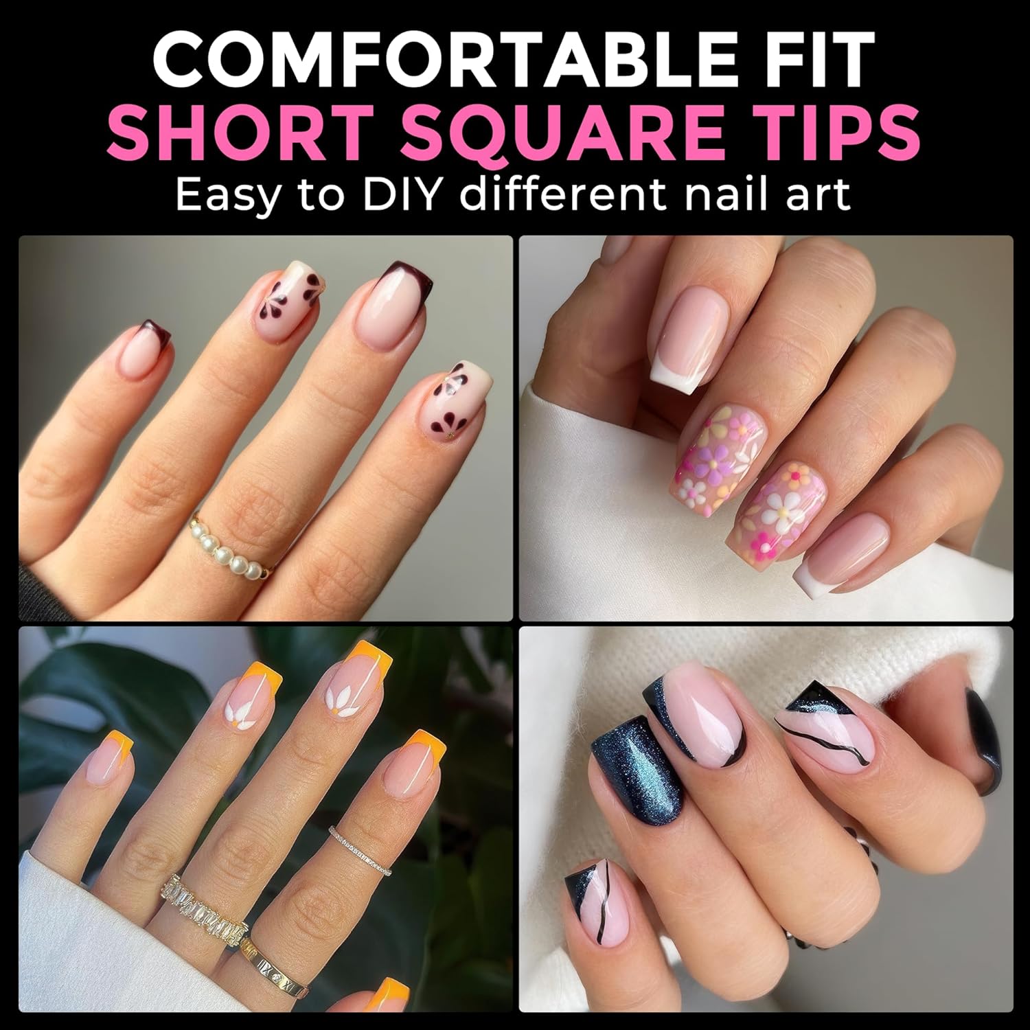 UNA GELLA Short Square Gel Nail Tips 216pcs Short Square Press on Nails Pre-shape Fake Nails for Full Cover Acrylic Nails False Nails For Nail Extension Home DIY Nail Salon 12 Sizes Gelly Tips-Velvo Beauty