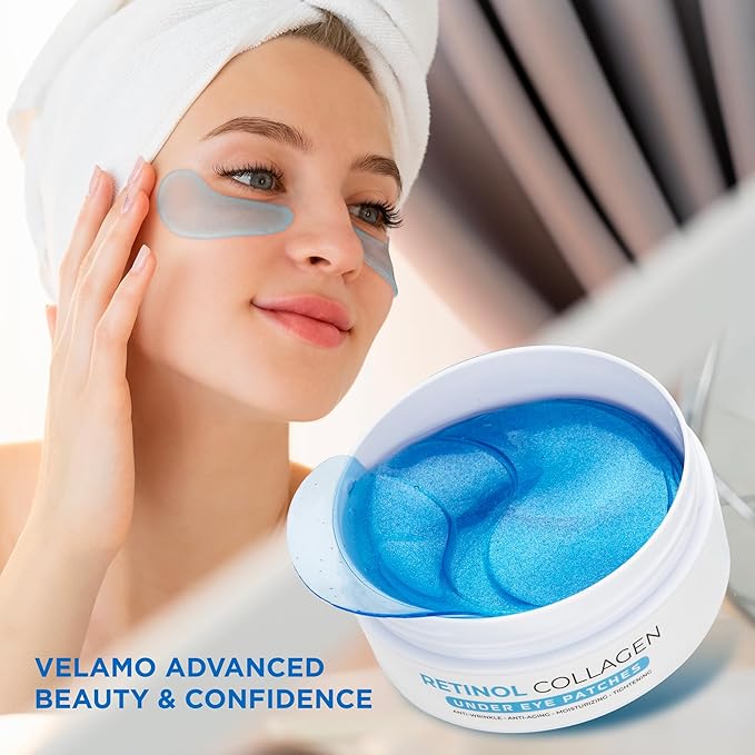 Eye Patches for Puffy Eyes 60 Pcs, 24k Gold Under Eye Patches for Dark Circles and Puffiness, Under Eye Mask Patches for Wrinkles, Dark Circles Under Eye Bags Treatment For Women And Men-Velvo Beauty