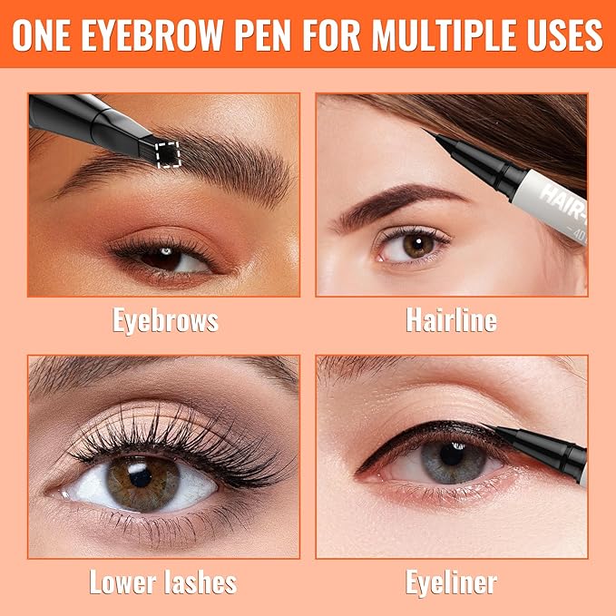 iMethod Eyebrow Pen - Eyebrow Pencil,2-in-1 Eyeliner Dual-Ended Microblading Eyebrow Pencil Long Lasting Waterproof Hair-Like Brow Pencil,with Eyebrow Brush,Eyebrow Pencils for Women,Brown-Velvo Beauty