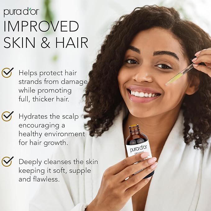 PURA D'OR 4 Oz ORGANIC Jamaican Black Castor Oil - Natural Smoky Scent - w/ 2 BONUS Empty Brushes - 100% Pure USDA Certified Cold Pressed & Roasted, Hexane Free Eyelash & Eyebrow Serum-Velvo Beauty