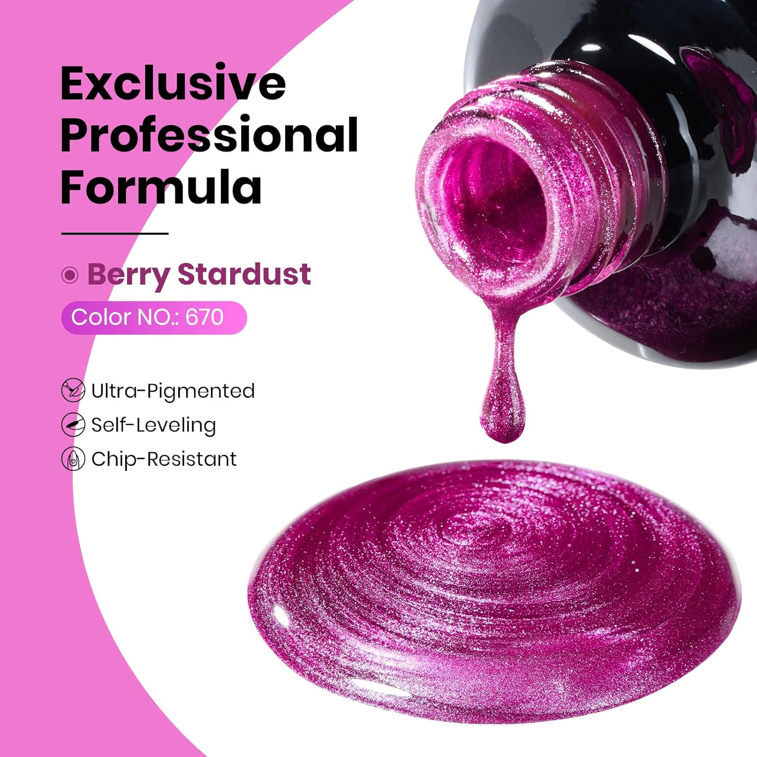 Beetles Hot Pink Gel Nail Polish - 15ML Summer Hot Pink Cat Eye Glitter Gel Polish with Magnet Soak Off UV Shimmer Velvet Gel Berry Stardust Series French Nail Art Manicure Gifts for Women-Velvo Beauty