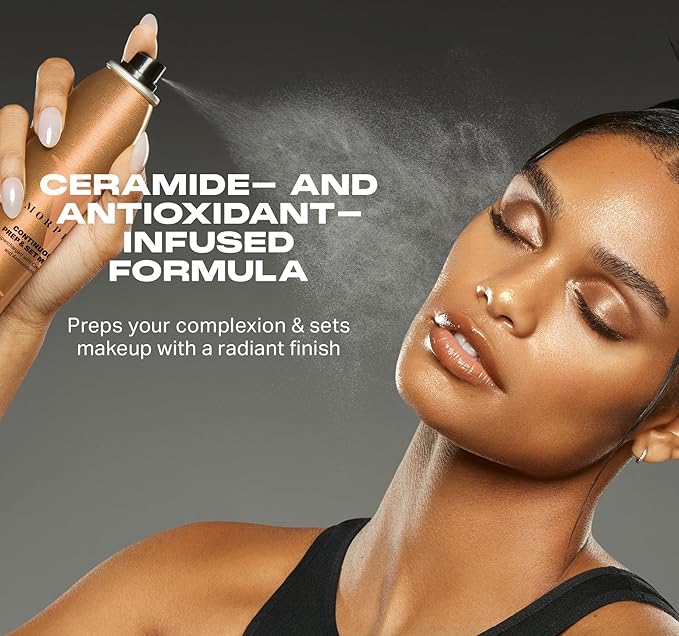 Morphe Continuous Prep & Set Setting Spray - Hydrating Setting Spray for Makeup & Skin Prep - Enriched with Ceramides and Antioxidants for a Radiant Finish (2.8 oz)-Velvo Beauty
