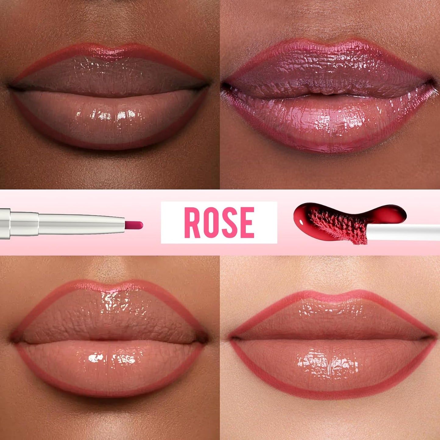 iMethod Lip Liner Stain - Lip Stain, 2-In-1 Dual-Ended Peel Off Lip Stain with Tweezer, Natural Long Lasting Peel Off Lip Liner, Easy to Use for All Skin Types, Stay All Day, Rose-Velvo Beauty