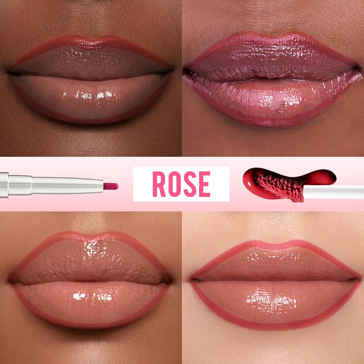 iMethod Lip Liner Stain - Lip Stain, 2-In-1 Dual-Ended Peel Off Lip Stain with Tweezer, Natural Long Lasting Peel Off Lip Liner, Easy to Use for All Skin Types, Stay All Day, Rose-Velvo Beauty