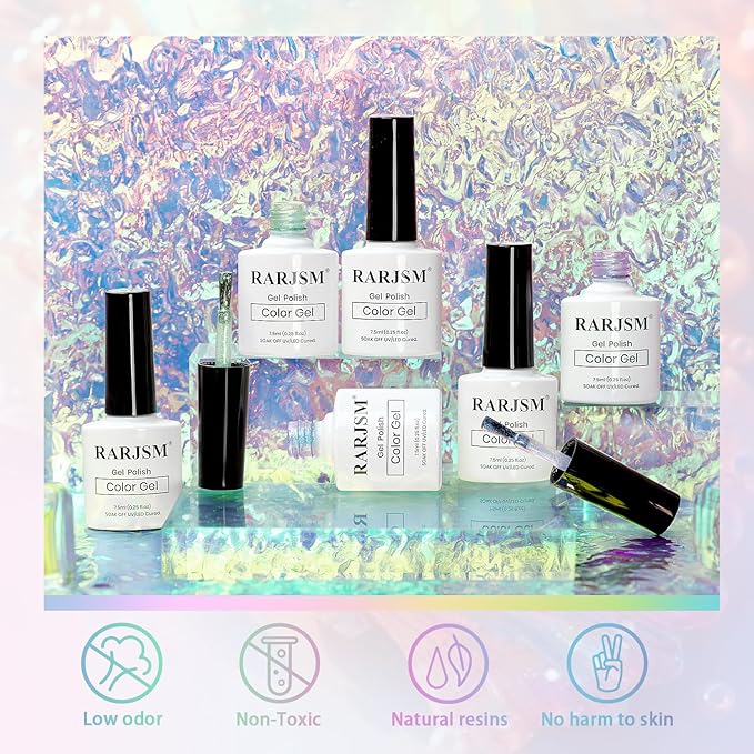 RARJSM Aurora Mermaid Cat Eye Gel Nail Polish Set 6 Colors Velvet Silver Glitter Pink Green Blue Purple Galaxy Star Shimmer Gel Polish with Magnetic Stick UV LED Curing Requires Soak Off Home Salon-Velvo Beauty