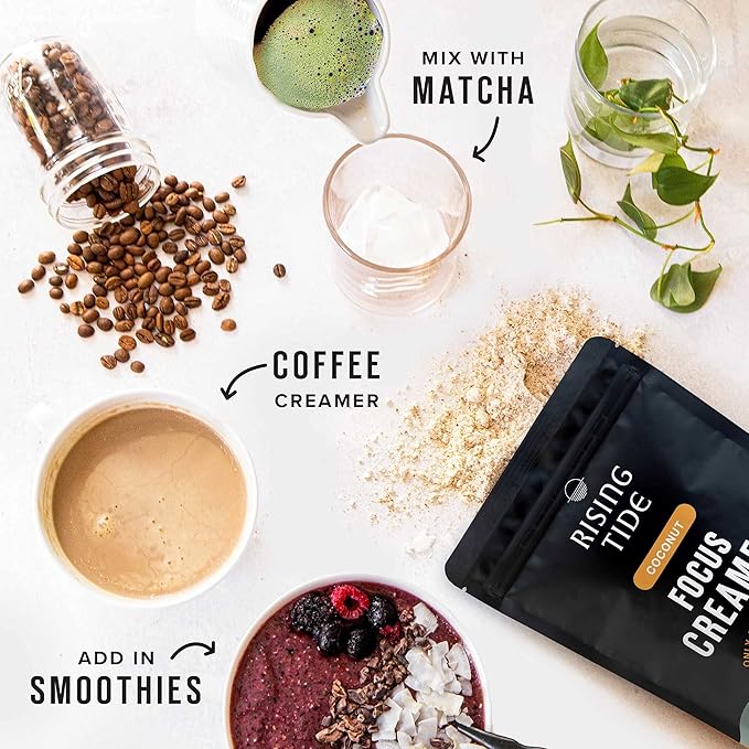 Rising Tide Organic Mushroom Superfood Creamer – Coconut Milk Powder, Lions Mane Mushrooms, MCT Oil - Non Dairy Cream Alternative for Coffee - Plant Based and Keto Friendly (38 Servings)-Velvo Beauty