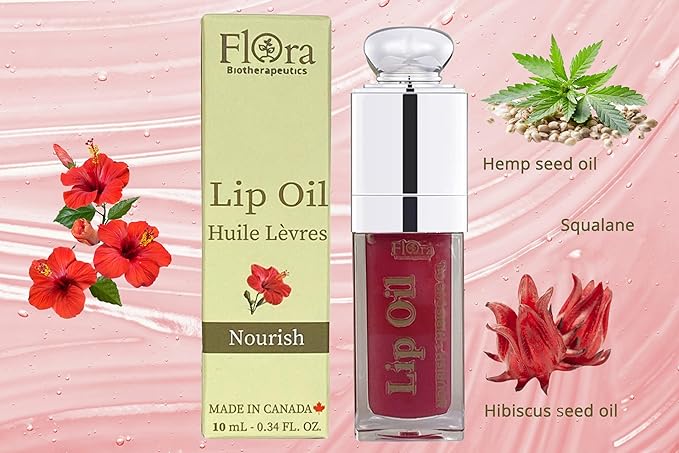 FLORA HIBISCUS LIP OIL | ORGANIC, PLANT-BASED | NOURISH | 10 ML | MADE IN CANADA-Velvo Beauty
