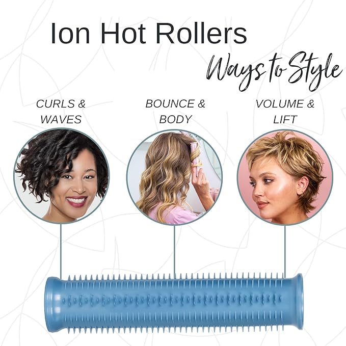 CALISTA Ion Hot Rollers for Long Hair | Hair Roller Clips Included | Heats to 230°F | Dual Voltage | Add Hands-Free Curls, Waves, and Volume (Pink, Long - 12)-Velvo Beauty