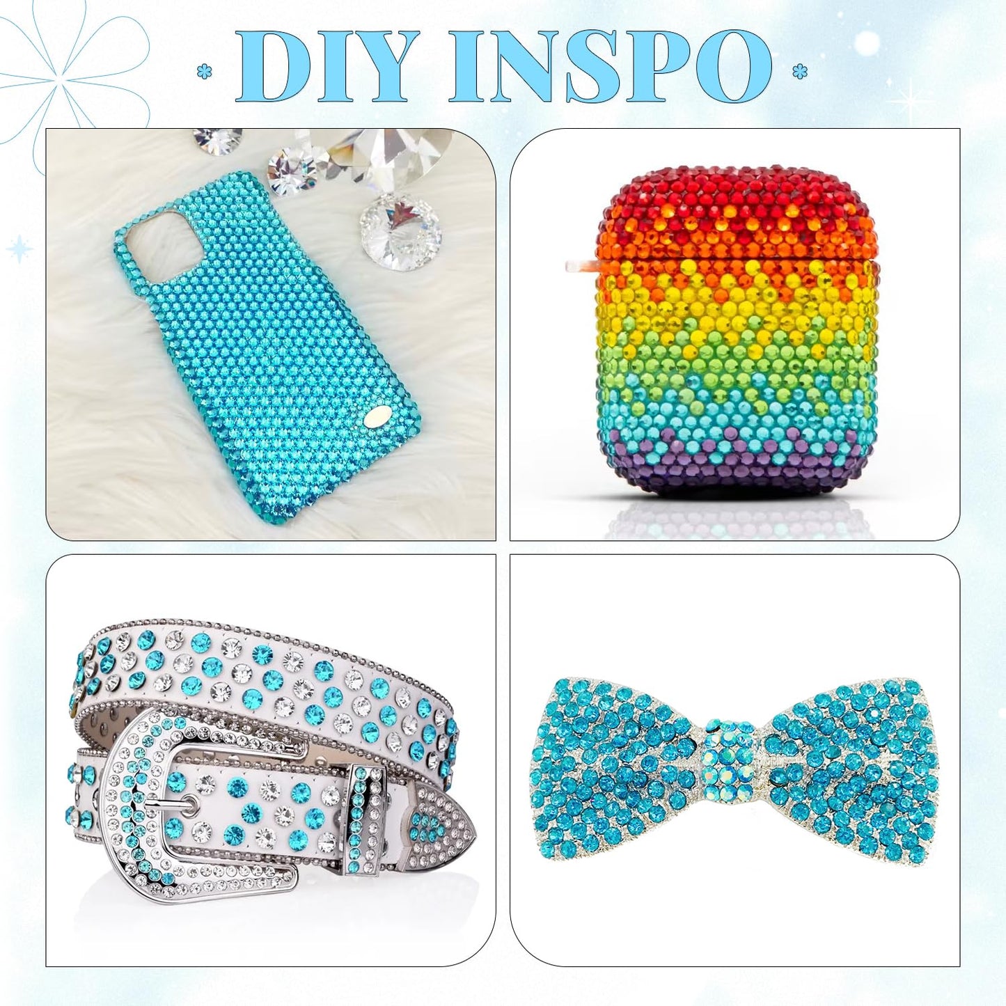 6000Pcs Resin Rhinestones for Bedazzling with 3Pcs B7000 Jewelry Glue, 1 Box Teal Blue Flatback Rhinestones for Crafting Crafts DIY, Crystals Gems for Clothing Shoes Tumblers Nail Art Makeup-Velvo Beauty