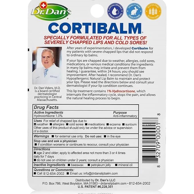 Dr. Dan's Cortibalm- 2 Pack- for Severe Chapped Lips and Cold Sore Relief-Velvo Beauty