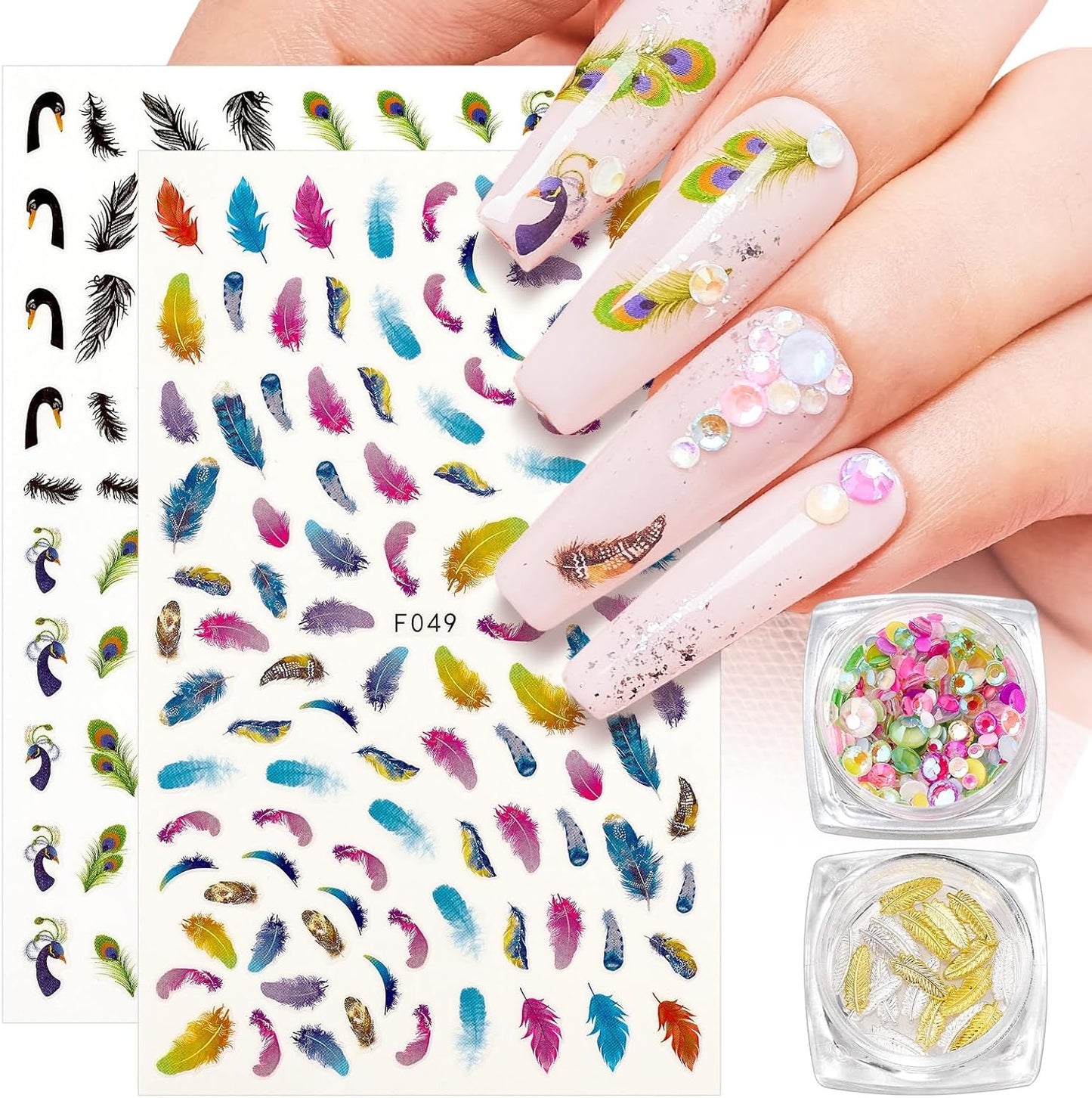 Makartt Nail Decorating Kit Including Designer Nail Stickers, Vivid and Vibrant Colorful Nails Rhinestones DIY Accessories for Nails Art and Salon-Velvo Beauty