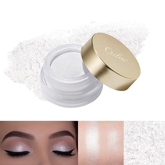 Oulac Shimmer White Cream Eyeshadow Primer| Highlighter Waterproof & Long Lasting Glitter Eyeshadow Natural Color Eye Shadow for Women 6g (01)-Velvo Beauty