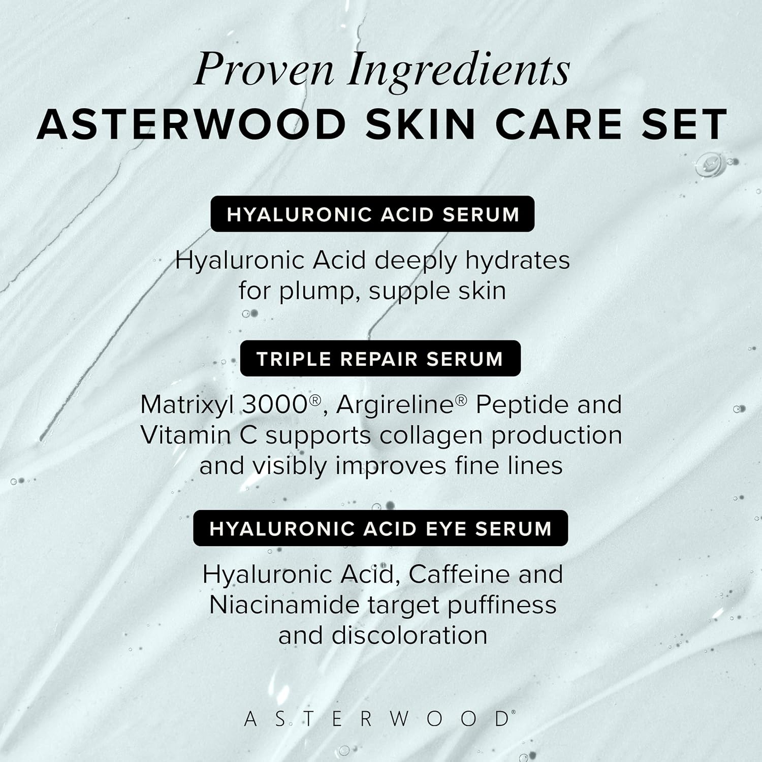 Asterwood Skin Care Set - with Hyaluronic Acid & Triple Repair Serums, Under Eye Serum - Skincare Essentials - Hydrating, Moisturzing, Anti-Aging - Fragrance-Free-Velvo Beauty