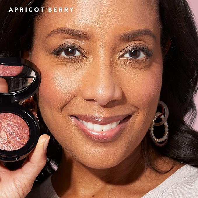 LAURA GELLER NEW YORK Baked Blush-n-Brighten Marbleized Blush - Apricot Berry - Creamy Lightweight - Satin Finish-Velvo Beauty