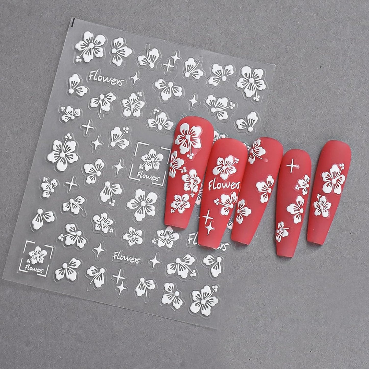 Flower Nail Stickers 5D Embossed Hollow Out Flower Nail Decals Pink Purple White Floral Designs Summer Cute Flowers Decals Pegatinas Uñas for Women DIY Manicure Decoration Accessories 3Sheets-Velvo Beauty