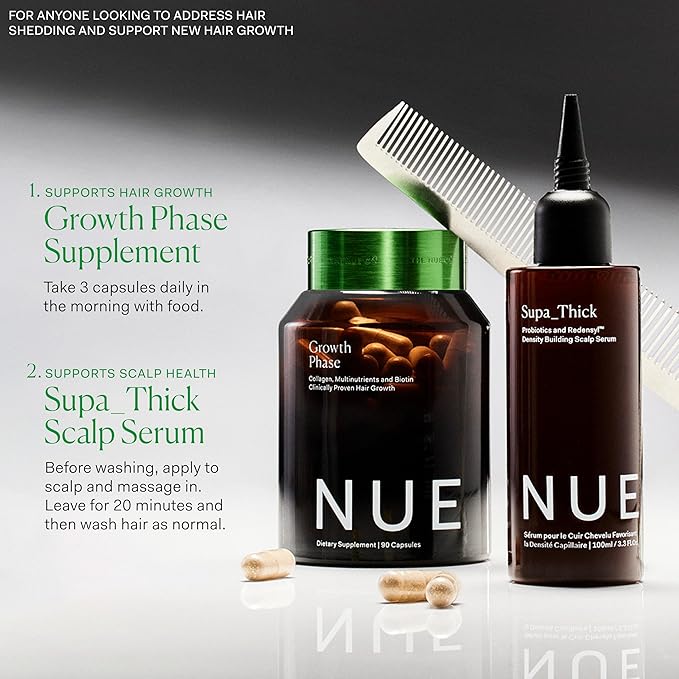 The Nue Co. SUPA THICK Topical Hair Supplement, Supports Hair Growth and Reduces Shedding, Scalp Serum for Hair Density, Vegan, 4 oz / 100 mL-Velvo Beauty