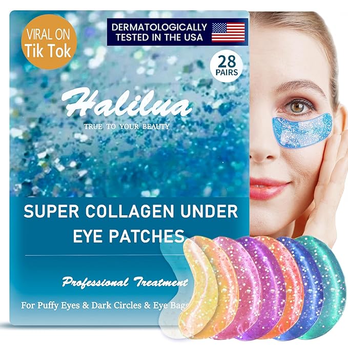 [ 28 Pairs ] Under Eye Patches, Eye Gel Mask for Puffy Eyes and Dark Circles with Natural Marine Collagen Reduce Wrinkles Anti-Aging Face Eye Skin Care Mask for Face,Puffiness, Eye Bags and Wrinkles-Velvo Beauty