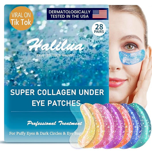 [ 28 Pairs ] Under Eye Patches, Eye Gel Mask for Puffy Eyes and Dark Circles with Natural Marine Collagen Reduce Wrinkles Anti-Aging Face Eye Skin Care Mask for Face,Puffiness, Eye Bags and Wrinkles-Velvo Beauty