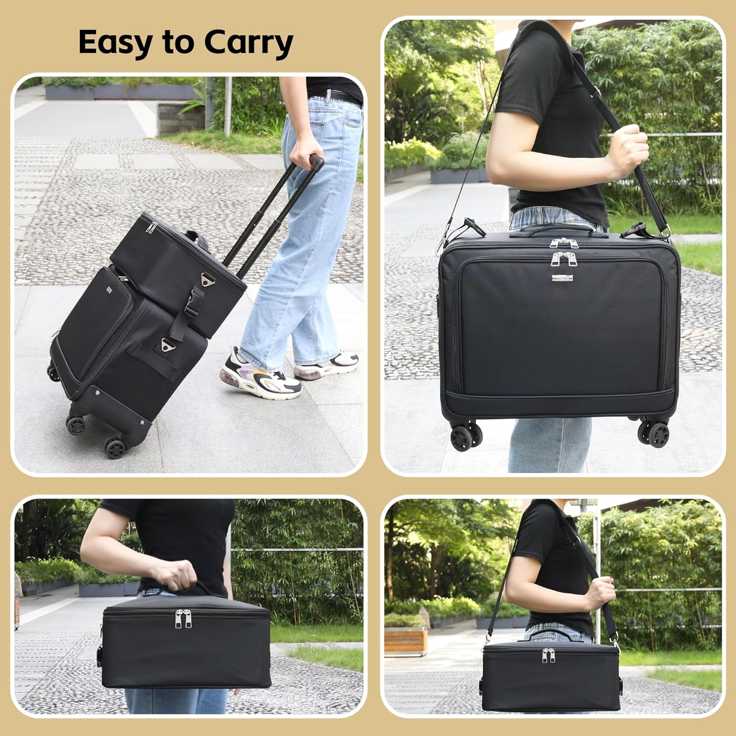 Rolling Makeup Bag Professional Makeup Artist Bags 2 in 1 Cosmetics Case Extra Large Trolley Travel Case with 360° Swivel Wheels and Adjustable Dividers-Velvo Beauty