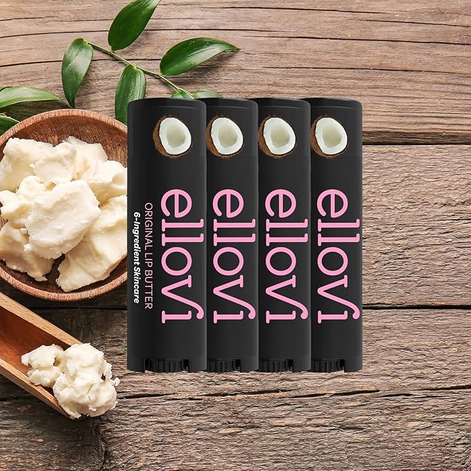 Natural Lip Butter Lip Balm - Original - Pure Enough to Eat - Made With Just 6 Vegan Ingredients - 100% Natural & Organic Moisturizing Lip Care for All Day Hydration (4-Pack)-Velvo Beauty