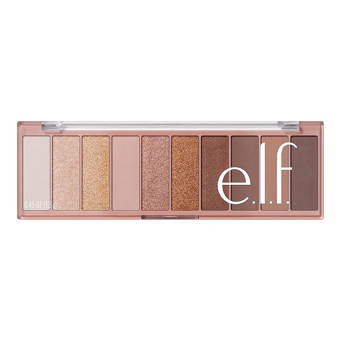 e.l.f. Perfect 10 Eyeshadow Palette, Ten Ultra-pigmented Neutral Shades, Blendable Formula, Vegan & Cruelty-free, Need It Nude (Packaging May Vary)-Velvo Beauty