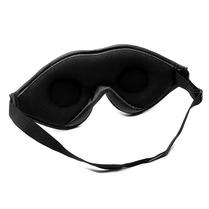 Dream Essentials - Escape 3D Sleep Mask, Earplugs and Carry Pouch Set, Molded Eye Shade for Men and Women, Contoured, Nose Bridge, Light Block, Memory Foam, Gift Set, Travel, Yoga, Blindfold - Black-Velvo Beauty
