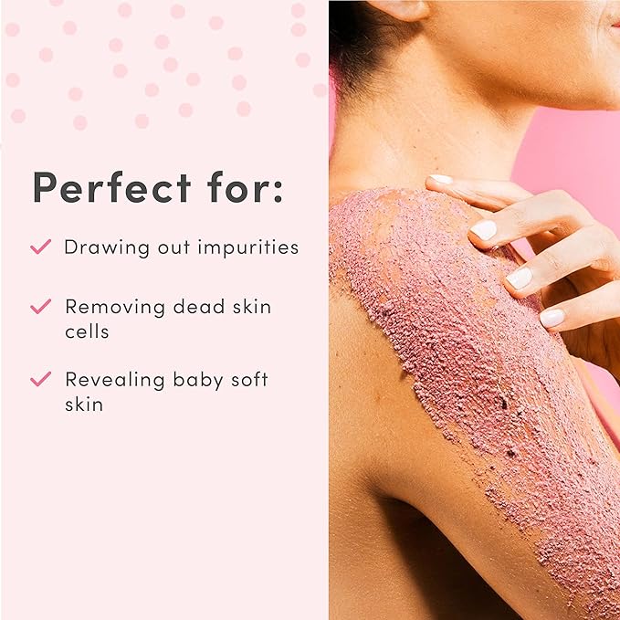 Sand & Sky Australian Pink Clay Exfoliating Body Scrub with Macadamia Oil - Smoothing Shimmer Body Polish for Cellulite Reduction, Helps with Keratosis Pilaris, 6.8 oz-Velvo Beauty