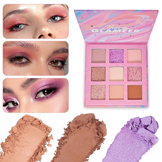 Eyeshadow, 9 Colors Eyeshadow Palette, Matte&Glitter&Shimmer Eyeshadow,for Eye Makeup Long Lasting Waterproof Eye Makeup Palette, Glitter Shimmer Professional Bright-Colored Eye Shadow(G005-2)-Velvo Beauty