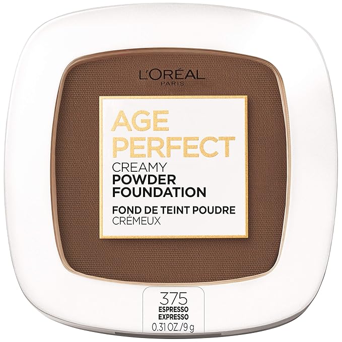 L'Oreal Paris Age Perfect Creamy Powder Foundation Compact, 375 Espresso, 0.31 Ounce-Velvo Beauty