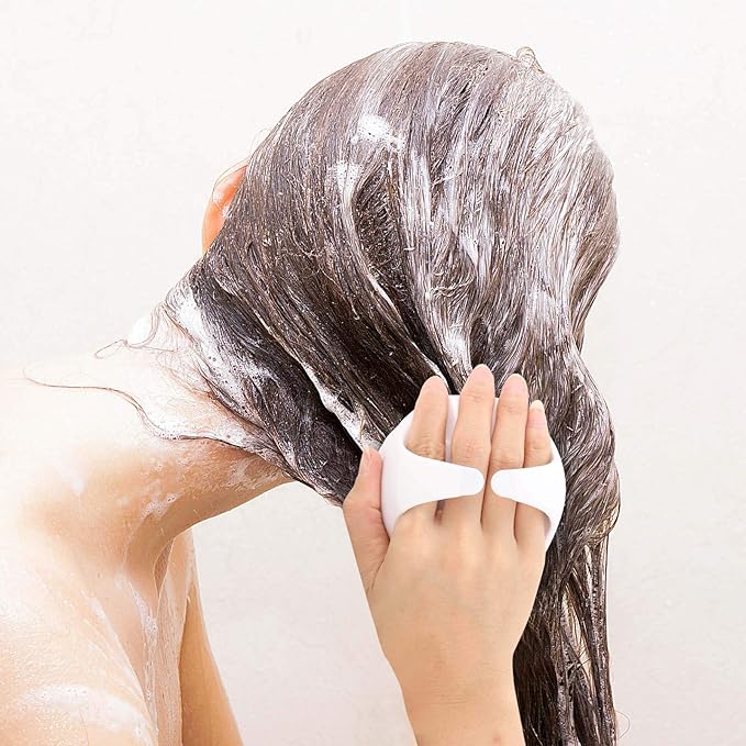 BTYMS Silicone Scalp Scrubber Shampoo Brush With Extra Long Bristles, Hair Massager for Growth & Dandruff Removal - White-Velvo Beauty