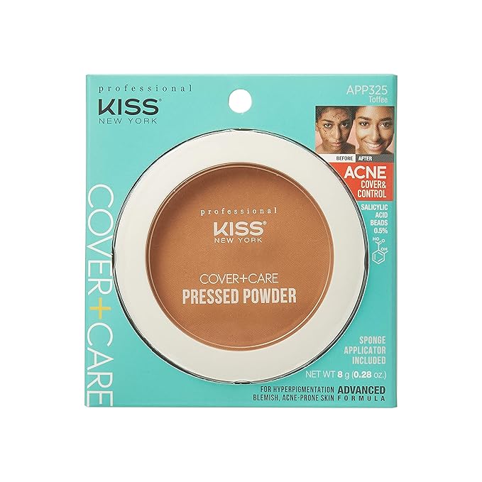 KISS Cover and Care Acne Control Pressed Powder Shine Free Face Light Weight Makeup Setting Powder - APP325 (Toffee)-Velvo Beauty