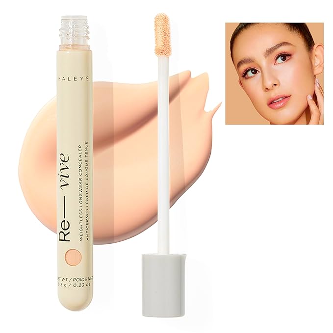 HALEYS Weightless Longwear Concealer (Light - Neutral), Re-vive, Medium to Full Coverage, Gripping Concealer, Fast-setting, All-Day Wear, Spot Concealing, Brightens, Streak-free, Light-diffusing, V+CF-Velvo Beauty