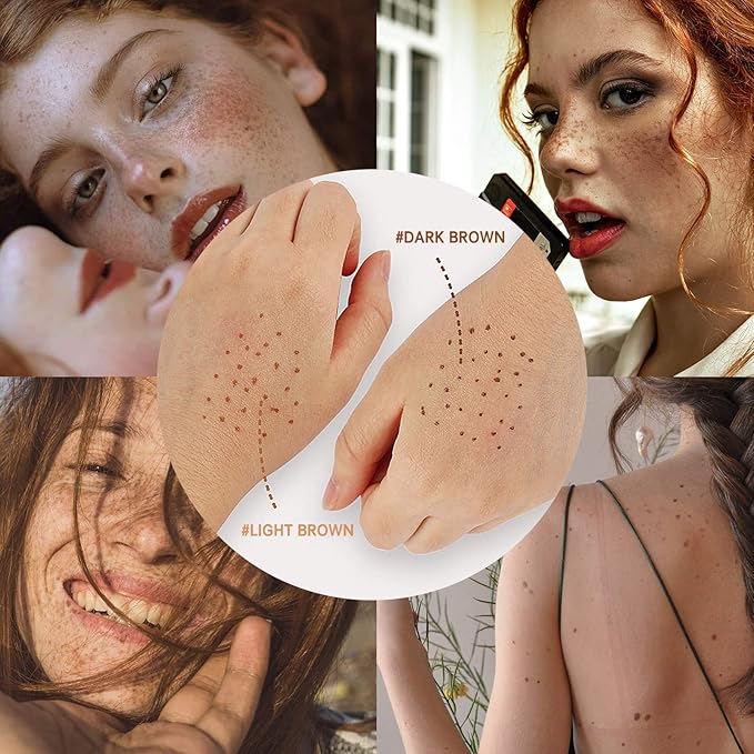2 Pcs Freckle Pens, Natural Lifelike Freckles Makeup Tool - Dark Brown + Light Brown-Velvo Beauty