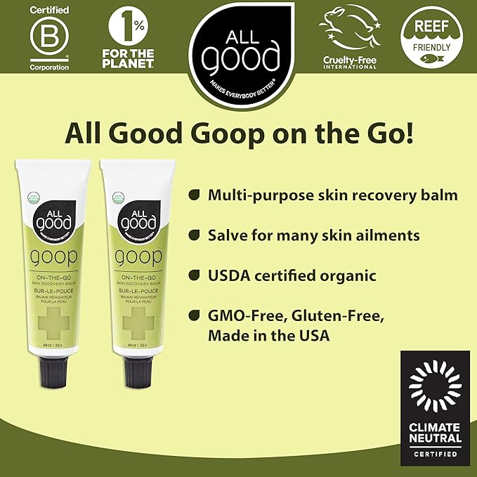All Good Goop on the Go - Chafing Cream, Dry Skin Salve, Cracking Lip Moisturizer - Soothes, Hydrates & Calms - Travel Size Recovery Balm 1oz (2-pack)-Velvo Beauty