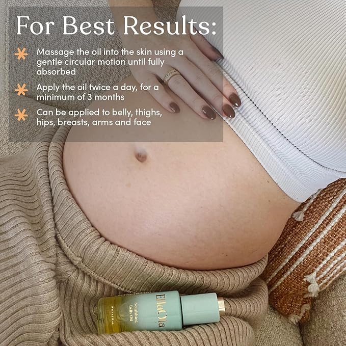 Belly Oil for Pregnancy Stretch Marks & Maternity Scars - Quick dry Formula with Squalene and Vitamin C Hydrates Face & Body, Pregnancy + Postpartum Skincare, Fragrance Free | 1.7 fl. oz.-Velvo Beauty