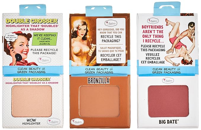 Clean and Green by the Balm for Women - 5Pc 0.1ozBig Date Blush, 0.1oz Bronzilla Bronzer, 0.1oz Double Crosser Wow Highlighter, 0.27oz Nuit Mascara in Extra Black, 0.39Anne T. Dotes Primer-Velvo Beauty