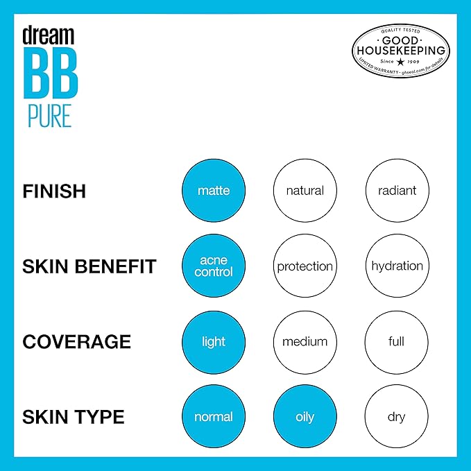 Maybelline Dream Pure Skin Clearing BB Cream, 8-in-1 Skin Perfecting Beauty Balm With 2% Salicylic Acid, Sheer Tint Coverage, Oil-Free, Medium, 1 Count-Velvo Beauty