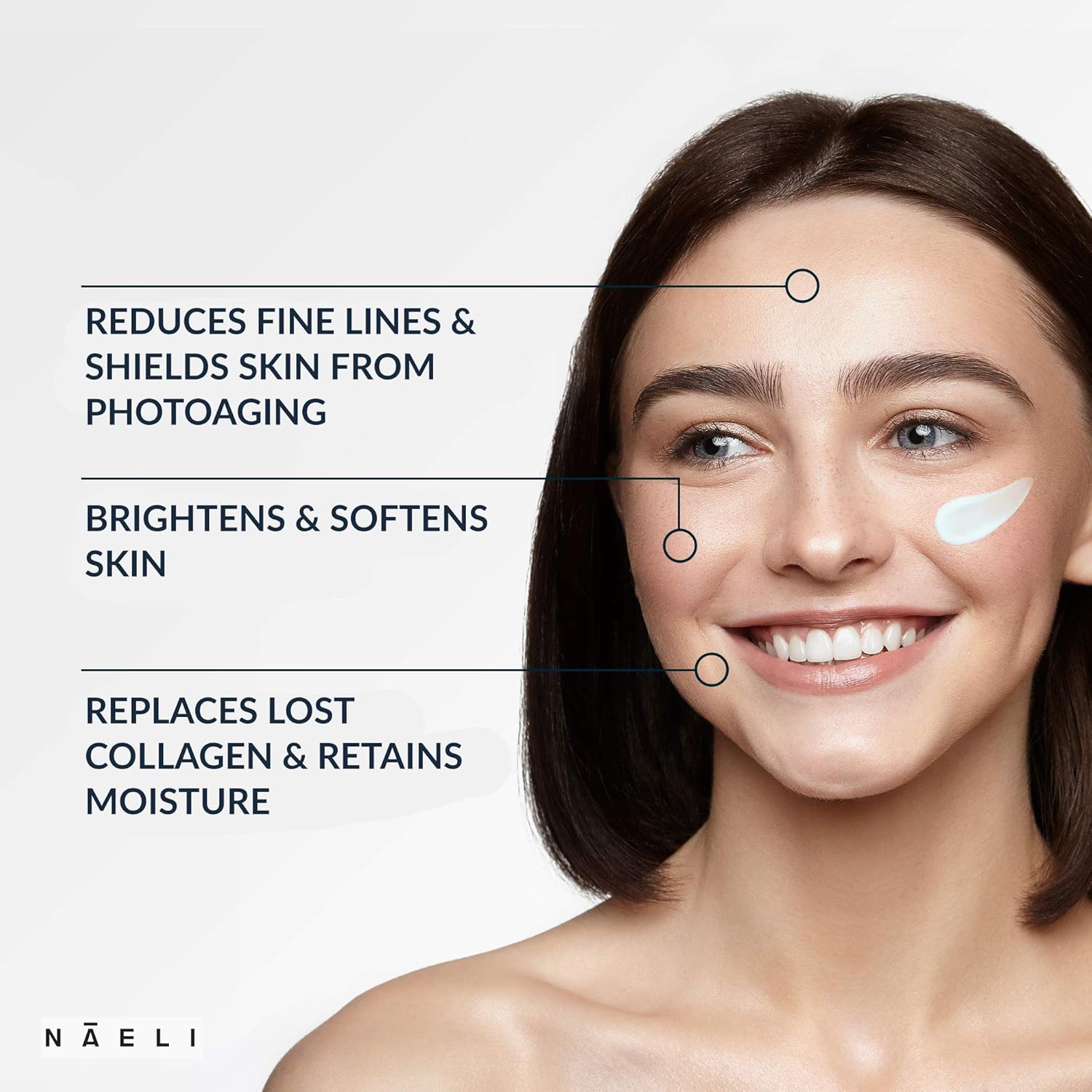 NAELI Face Moisturizer with SPF 30, Anti Aging Collagen & Peptide Cream, Reduces Wrinkles - Lightweight Skin Hydration with Hyaluronic Acid, Paraben Free & Non-Comedogenic Sunscreen, 3.4 oz-Velvo Beauty