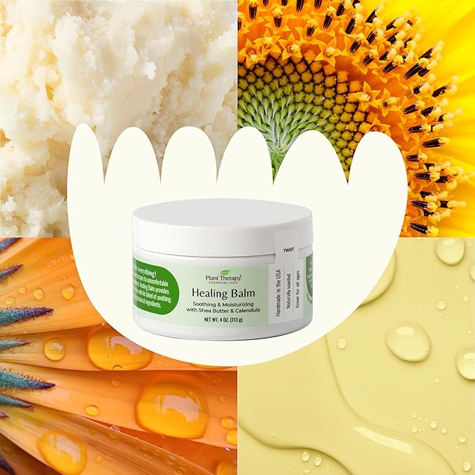 Plant Therapy Healing Balm 4 oz 100% Pure & Natural, Nutrient-Rich Botanical Formula, Soothing Ingredients: Shea Butter, Tamanu Oil, and Calendula Extract-Velvo Beauty
