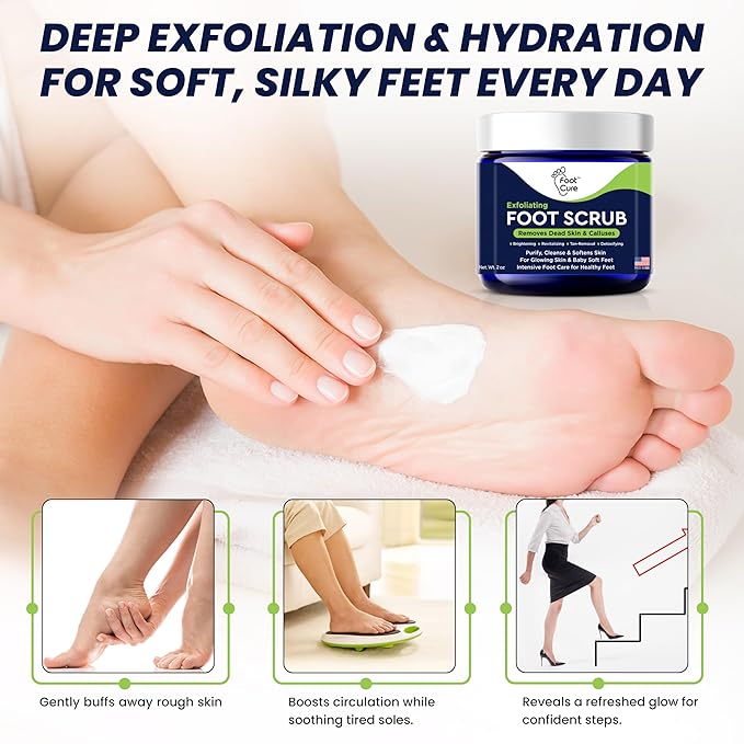 Exfoliating Foot Scrub with Pumice Stone powder - Gentle Moisturizing Foot Scrub for Dry Skin - Cracked Heel Repair for Smooth, Soft Feet - Pedicure Foot Spa 2 Pack-Velvo Beauty