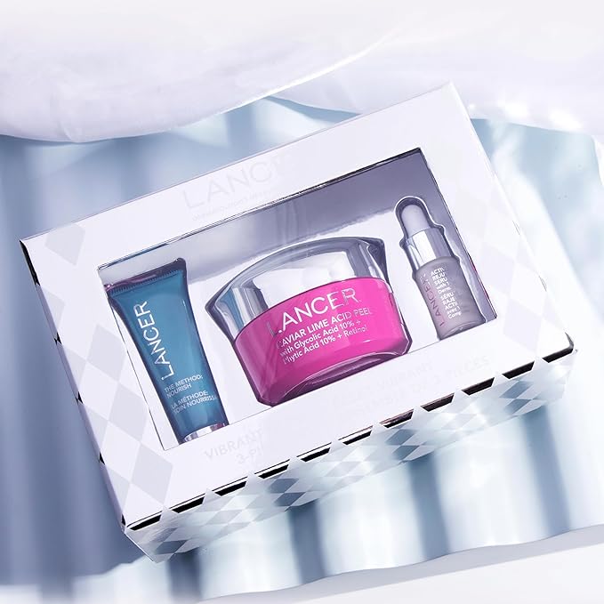 Lancer Skincare Vibrant Glow 3-Piece Set, Contains Moisturizing Face Mask, Caviar Acid Peel, Active Rejuvenation Serum for Vibrant Skin-Velvo Beauty