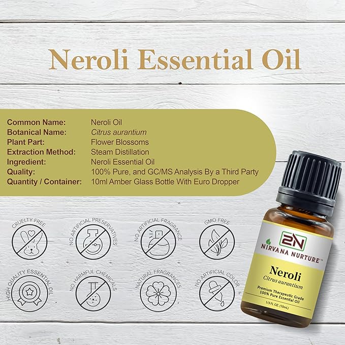 Neroli Essential Oil 100% Pure Premium Therapeutic Grade, Undiluted - Aromatherapy Diffuser for Calm and Relaxation, Skin Care, Hair Care-Velvo Beauty