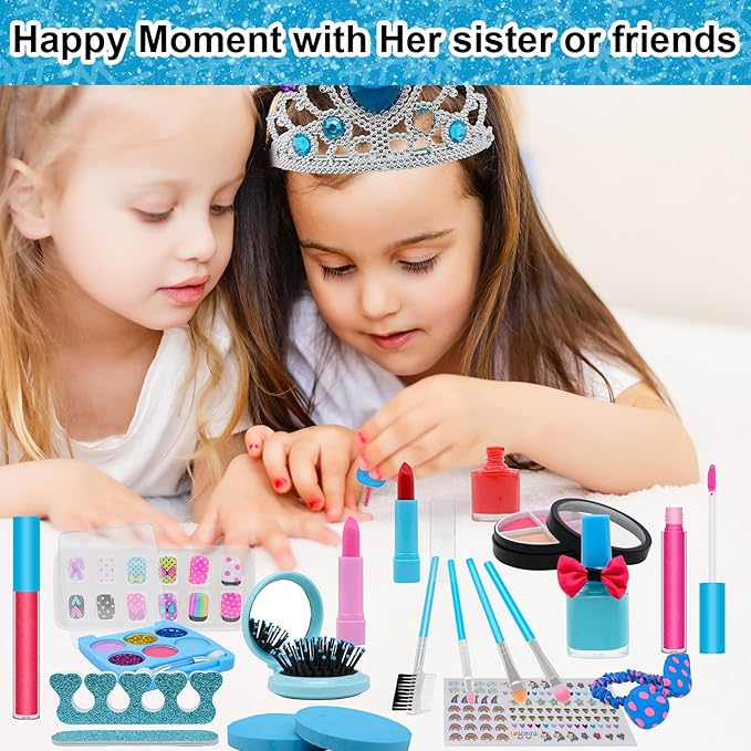 Kids Makeup Kit for Girl Toys, Princess Toys With Makeup kit Nail Polish Set Little Girls Toddlers Dress up Set Birthday Gift Play Makeup Kits For Girls Ages 6-10-Velvo Beauty