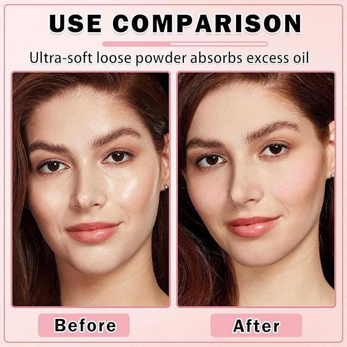 Pink Setting Powder Loose Powder Shimmer Finishing Powder Ultimate Blurring Setting Powder Long Lasting Oil Control Loose Face Powder for All Skin Tones-02 Pink-Velvo Beauty
