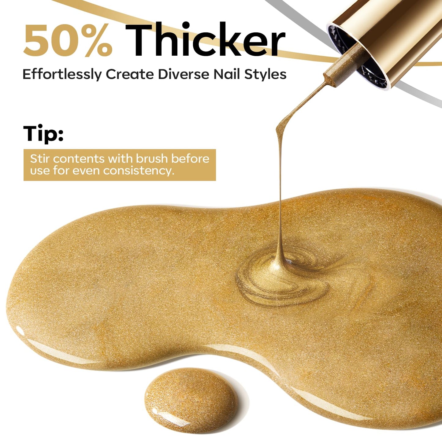 modelones Metallic Gold Silver Gel Liner Nail Polish 2 Pcs Chrome Mirror 3D Effect Nail Art Polish Bronze Thin Brush For Swirl Soak Off French Tip DIY Salon Nail Glue Manicure Gift For Women Girls-Velvo Beauty