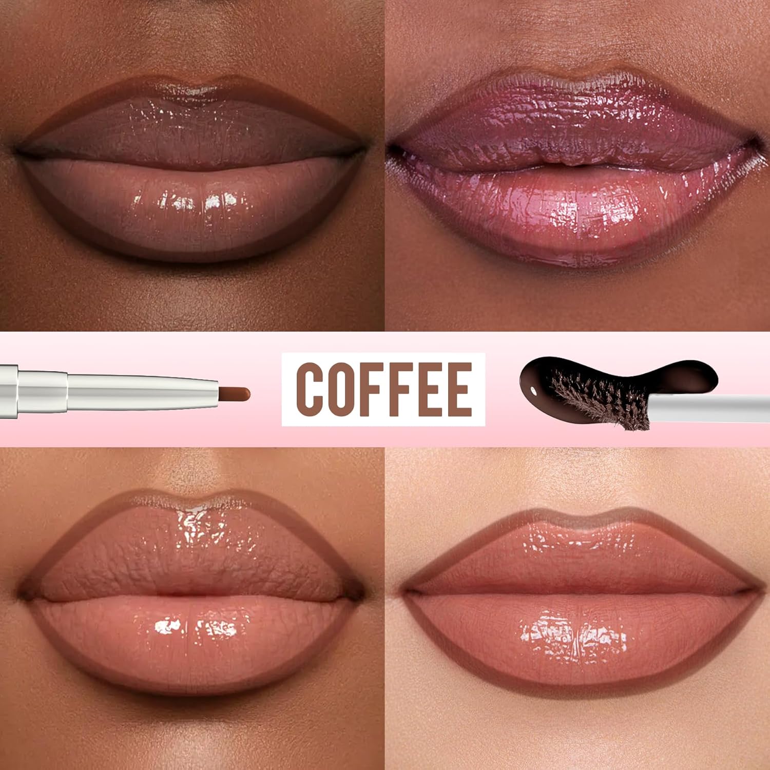 iMethod Lip Liner Stain - Lip Stain, 2-In-1 Dual-Ended Peel Off Lip Stain with Tweezer, Natural Long Lasting Peel Off Lip Liner, Easy to Use for All Skin Types, Stay All Day, Coffee-Velvo Beauty