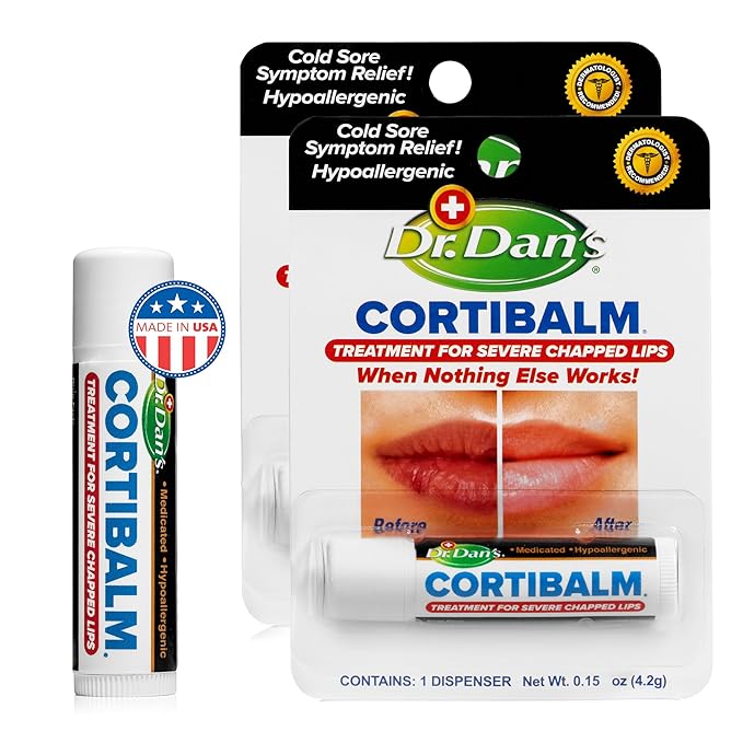 Dr. Dan's Cortibalm-2 Pack- for Dry Cracked Lips - Healing Lip Balm for Severely Chapped Lips - Designed for Men, Women and Children-Velvo Beauty