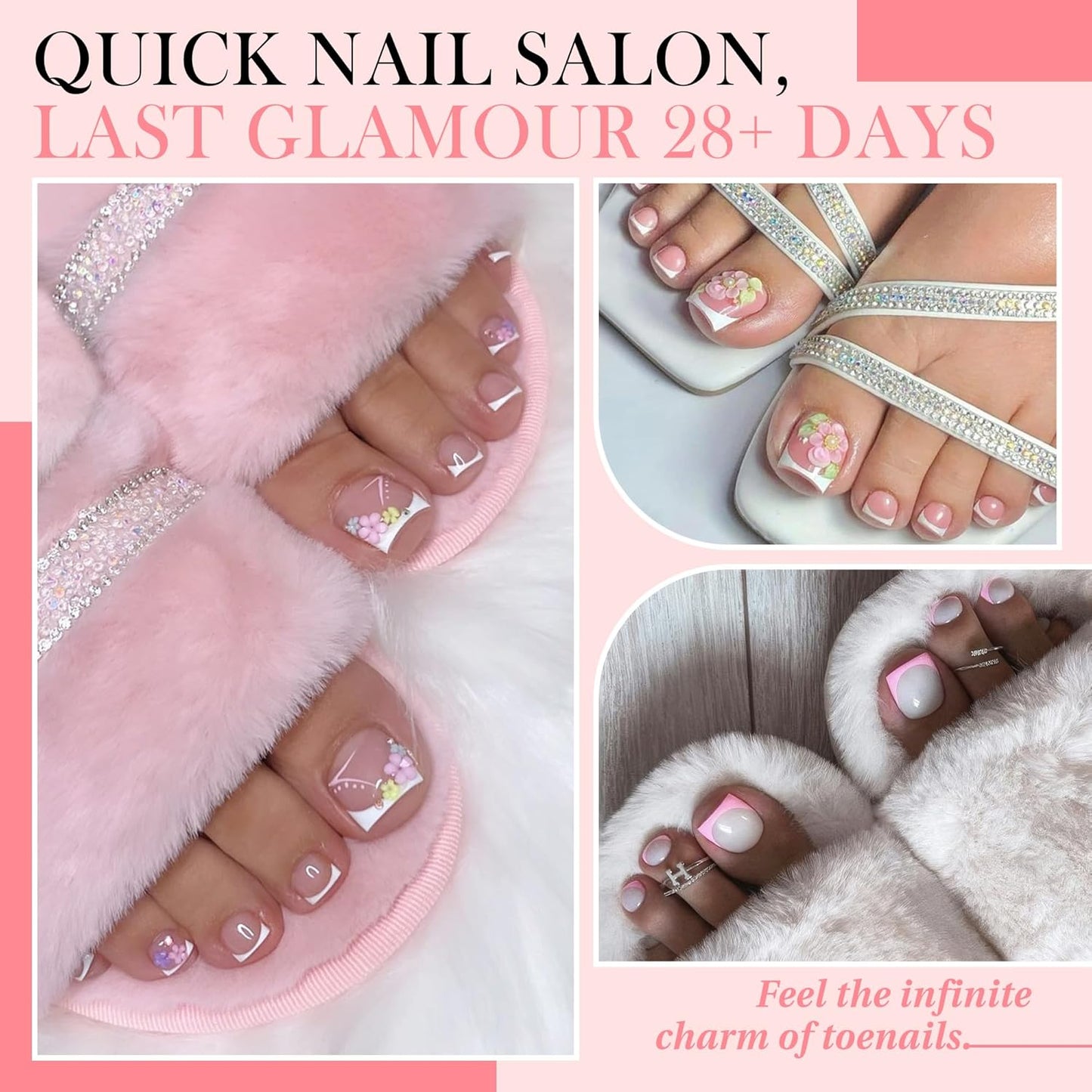 Square Toe Nail Press Ons French Style Toe Tips 240pcs Clear False Fake Toenails for Faster Toe Nail Extension Kit Home DIY Art Salon 15 Sizes Acrylic Nails, Luckyfairy-Velvo Beauty