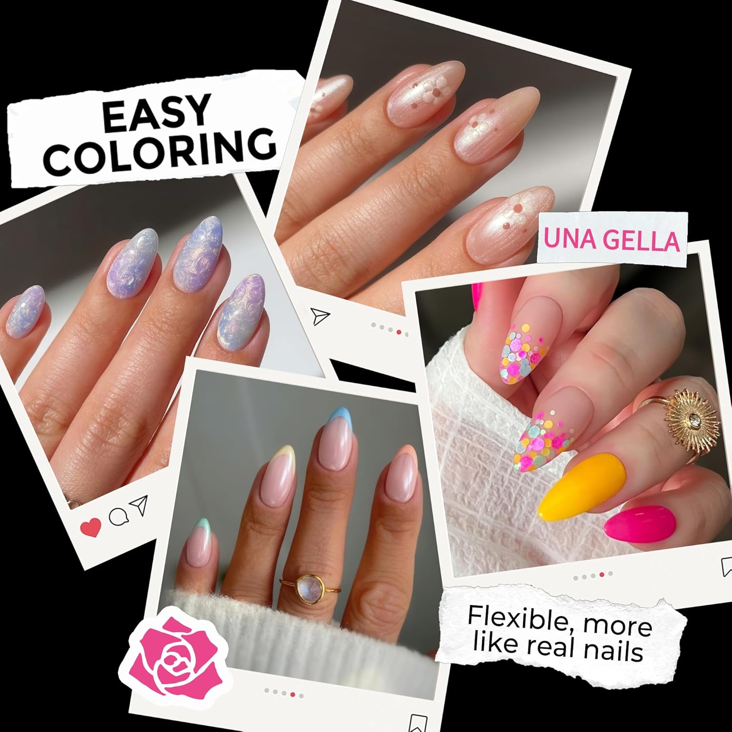 UNA GELLA Almond Nail Tips, 216pcs Pointed Almond Gel Nail Tips Pre-shape Half Matte Full Cover Clear Acrylic Soft Gel Fake Nails for Nail Extension Nail Art 12 Sizes-Velvo Beauty